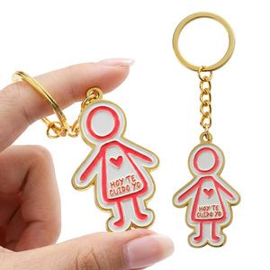 Porte-clés en alliage de zinc doré en forme de poupée, avec logo émaillé et slogan espagnol, personnalisé, pour <span class=keywords><strong>cadeau</strong></span> d'appréciation pour infirmières - Product Image 1