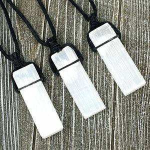 Natural Stone Rectangle Pendant Necklace <b>Rope</b> <b>Chain</b> Gemstone Jewelry White Crystal Gift for Women - Product Image 4