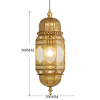 Lustre Suspendu LED Moderne en Fer Marocain, Finition Dorée, IRC 90, Durée de Vie 50 000 Heures, Idéal pour Mosquées et Projets d'Installation