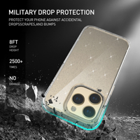 Soonleader Vente en gros Coques de téléphone portable transparentes décorées de paillettes en PC dur TPE+PC antichoc pour Iphones 15 Pro Max