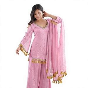 Salwar Kameez Rose Moderne avec Dupatta Coupe Classique Robe Femme Indienne Pakistanaise pour Mariage Séchage Rapide - Product Image 1