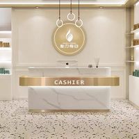 Bureau de réception moderne de la taille du client avec lumière LED pour les magasins de vêtements, les salons de manucure et les hôtels-conception de comptoir de peinture pour la réception