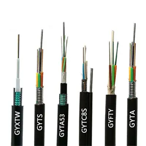 GYFTY kabel serat luar ruangan 48 Core 11.5mm OD PE selubung hitam antikarat tahan air FRP kabel serat non-metalik