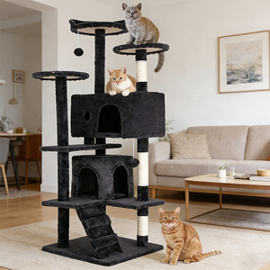 Arbre à <span class=keywords><strong>chat</strong></span> d'intérieur en bois et sisal avec 2 niches - Product Image 1