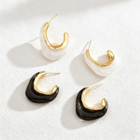Boucles d'oreilles demi-cercle résistantes à l'eau en résine acrylique nacrée marron écaille de tortue géométrique CustomJewelry