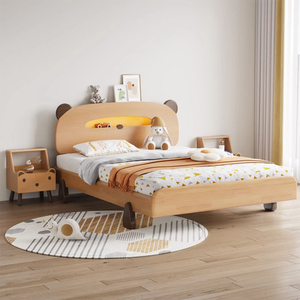 Letto singolo in legno di faggio dal design moderno per bambini e bambine, con sponde di sicurezza e box gioco per neonati - Product Image 2
