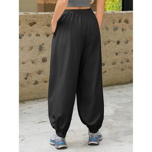 Pantalones Harem Holgados para Mujer, Cintura Elástica con Cordón, Ajuste Holgado, Pantalones Casuales para Hacer Ejercicio con Bolsillos, Tejido de Punto Transpirable - Product Image 5