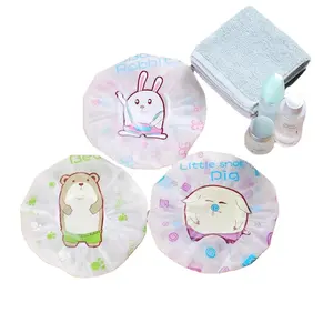 Cartoon Waterproof Women Kids Shower Caps Colorful Bath Shower Hair Cover swimming hats hotel elastic shower cap Bath products