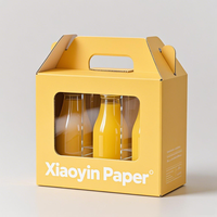 Boîte en carton pour emballage de jus de fruits, boîte en carton personnalisée pour bouteille de boisson, boîtes en carton ondulé avec poignée et fenêtre transparente