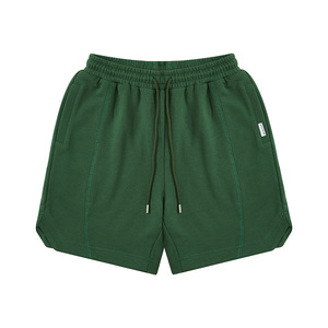 <span class=keywords><strong>Short</strong></span> d'été taille moyenne basique pour homme, coupe ample, pantalon à cordon, tricot épais, teint uni, 100% coton - Product Image 3