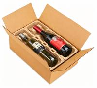 Boîte en carton ondulé rigide kraft rectangulaire personnalisée, robuste, écologique, recyclable, avec compartiments pour vin
