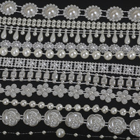 Chaîne de perles en plastique en forme de fleur, garnitures de perles pour robe de mariée, applique pour sac, accessoire de couture DIY, bijoux