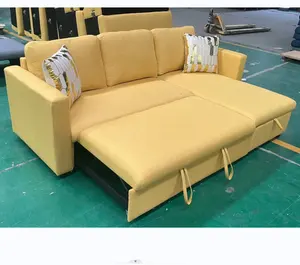 Wholesale Economical Lounge Design L Shaped Modern Pull Out Sofa Bed Settee Cum Bed With Storage Foldable European Sofa Cama