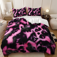 Parure de lit personnalisable imprimé animal écologique 300TC 3 pièces - Motif zèbre/léopard en polyester - Commande en gros bienvenue