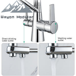 Grifo Mezclador de Lavabo de Acero Inoxidable de Grado Comercial de Lujo Wayon, Montado en Cubierta, Color Negro, con Doble Manija - Product Image 4