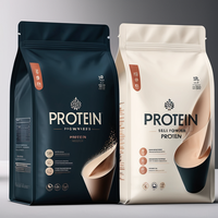 Sachets en plastique et aluminium avec fermeture éclair, personnalisables, pour protéines en poudre, 390 g, 500 g, 1 kg