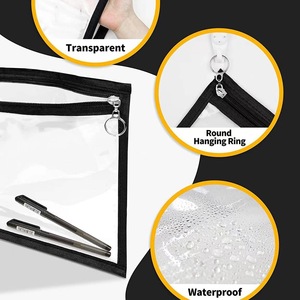 Bolsa con cremallera multiusos para almacenamiento de dormitorio de viaje de cosméticos de varios tamaños transparente de PVC negro - Product Image 3