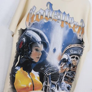 T-shirt graphique vintage délavé à l'acide pour homme, 100 % coton, imprimé crâne, coupe classique, écologique, respirant, streetwear, logo squelette - Product Image 4