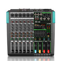 Console de mixage audio numérique professionnelle 6 canaux avec amplificateur de puissance intégré 350W*2 pour studio, scène et sonorisation en direct pour système PA