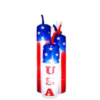 Vente en gros d'usine aux États-Unis Décoration de jardin extérieure gonflable patriotique sur le thème des pétards pour la fête de l'Indépendance avec lumières LED