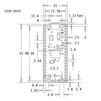 Placa DE DESARROLLO Raspberry Pi Pico 2 RP2350 520 KB en chip SRAM 2,4 GHz 802.11n LAN inalámbrica UART SPI I2C PWM ADC Original Pico2