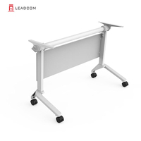 Table de formation moderne LEADCOM LS-703 à structure en acier, conception multi-empilable, pliable avec plateau rabattable, roulettes verrouillables