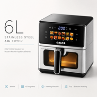 Friteuse à air grande capacité 6L, paniers de friture sans huile, grill, contrôle numérique par écran tactile couleur, friteuse à air intelligente écoénergétique