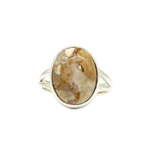 Bague unique en argent sterling 925 faite à la main avec pierre précieuse mookaite brecciate, pierre naturelle, sertie en bélière, bijou statement pour femmes - Product Image 1