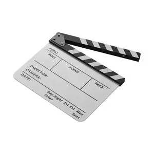 Cancellare a secco acrilico direttore Film Clapboard Film TV Cut Action Scene ciak ardesia con pennarello, Stick di colore, bianco