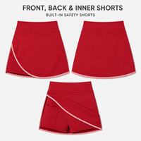 Jupe-short de tennis personnalisée pour femme, taille haute, avec bordure contrastante, short intégré et poches, pour le sport et l'entraînement sur le court de tennis