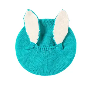 YD469 Wholesale Lovely Baby Kids Pure Color Cute Cartoon Knit Caps Knitted Ear Bunny Hat Wool Warm Baby Rabbit Winter Hats