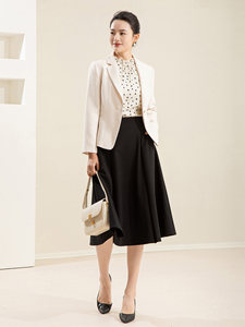 Camicetta in Chiffon a Pois <span class=keywords><strong>Beige</strong></span> e Nero Stile Minze per <span class=keywords><strong>Donna</strong></span>, Colletto con Volant, Manica Lunga, Camicia Casual Primaverile - Product Image 4