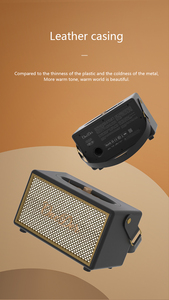 OneDer-Haut-parleur 2024 en bois brun 40W, double klaxon, lecteur de musique portable sans fil pour l'extérieur, stéréo, maison, <span class=keywords><strong>cuir</strong></span>, bois - Product Image 6