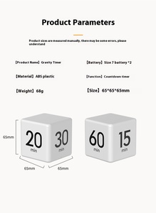 Temporizador Digital de Escritorio Pomodoro con Pantalla LED, Cubo Giratorio, Bloque Cuadrado, Temporizador de Cocina - Product Image 6