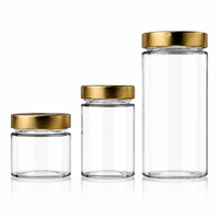 Frascos de Vidrio Transparente Ergo para Alimentos de 100 ml, 212 ml y 380 ml con Tapa Metálica Plateada
