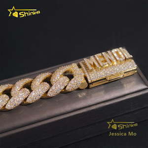 Nombre personalizado de bloqueo 24mm Big Guy Color oro rapero Hip Hop joyería FL Moissanite Iced Out S925 plata Miami cubano pulsera con GRA - Product Image 4