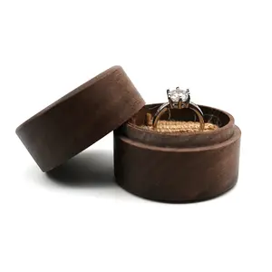 Walnut Wood Veneer Wooden Jewellery Packaging Set Boxes Velvet Insert Necklace Ring Earring Small luxury custom Jewelry Gift Box