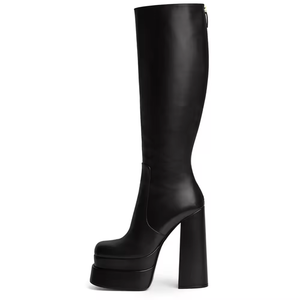 Botas altas de cuero antideslizantes y sexys, botas gruesas por encima de la rodilla para damas y mujeres, botas de moda hasta el muslo, zapatos de mujer - Product Image 2