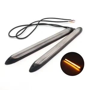 A80 Car LED Daytime Running Light Scan Headlight Strip Sequential Flow Yellow Turn Signal White DRL Light 23.5cm