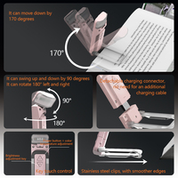 Lampe de lecture portable rose mini LED rechargeable par USB, lampe à clip pratique et confortable