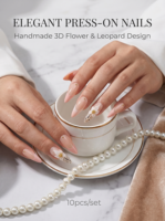 Juego de Uñas Postizas Francesas de Lujo con Diseños de Almendras, Stilettos y Mariposas, Uñas de Cobertura Completa Modernas con Pegamento, Marca Privada