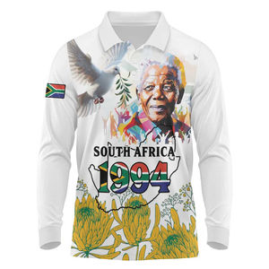 Espíritu DE LA LIBERTAD DE Sudáfrica | Mandela 1994 All-Over Print | Los polos de los hombres con gráfico <span class=keywords><strong>Dove</strong></span>, Map & Protea se pueden personalizar - Product Image 1