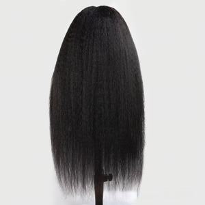 Perruque de cheveux humains 13x4 Kinky Straight pour femmes, densité 200%, perruques frontales en dentelle transparente pré-épilées, cheveux Remy Yaki Straight - Product Image 4