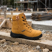 Bottes de travail montantes AIMVVSEC à embout d'acier, lacets et fermeture éclair latérale, en cuir nubuck, semelle en caoutchouc pour la construction, l'usine et l'exploitation minière