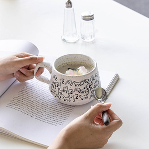 Commercio all'ingrosso retrò fatto a mano in porcellana bianca argilla gatto cane in ceramica goffrato tazza da tè eco-friendly Tazas De Cafe - Product Image 5