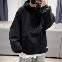 Blouson Bomber Ample Homme Printemps Automne à Capuche Style Rétro Coupe-Vent