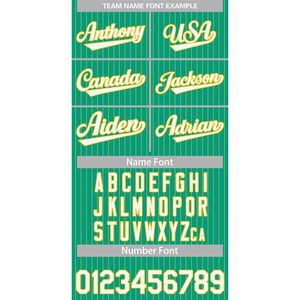 Chemise à boutons en jersey de baseball à fines rayures personnalisée avec nom et numéro personnalisés rayures vertes/jaunes pour hommes/femmes/jeunes-29" - Product Image 5