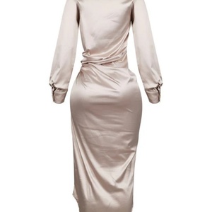 Vestido Maxi de Algodón Elegante y Lujoso para Mujer, Personalizado, de Manga Larga, con Lazo en la Espalda, Color Sólido, Nueva Colección, Talla Grande, Estilo Casual - Product Image 6