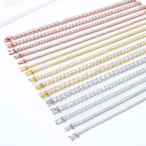 Pulsera de tenis clásica chapada en oro de 2-6.5mm de plata de ley 925 con moissanita redonda tallada, color GRA D, VVS, estilo Iced Out, unisex y de moda. - Product Image 2