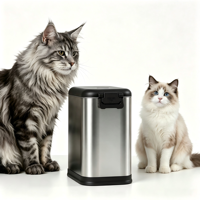 Conteneur de stockage pour aliments pour animaux, nourriture pour chats et graines pour oiseaux, couvercle hermétique sans BPA, bac à nourriture pour animaux en acier inoxydable brossé